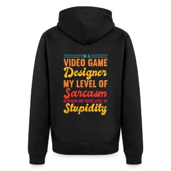 Video Game Designer - Unisex Premium Bio Zip Hoodie - Schwarz - Hinten - Nico (187cm)