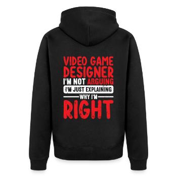 Video Game Designer - Unisex Premium Bio Zip Hoodie - Schwarz - Hinten - Nico (187cm)