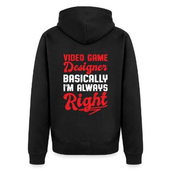 Video Game Designer - Unisex Premium Bio Zip Hoodie - Schwarz - Hinten - Nico (187cm)