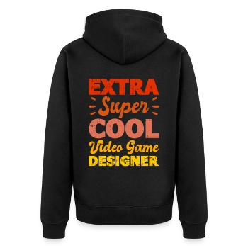 Video Game Designer - Unisex Premium Bio Zip Hoodie - Schwarz - Hinten - Nico (187cm)