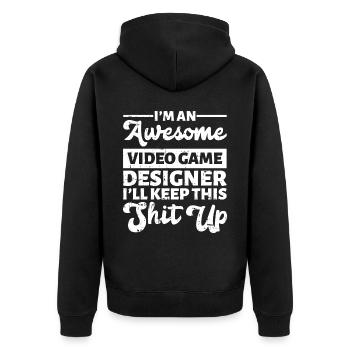 Video Game Designer - Unisex Premium Bio Zip Hoodie - Schwarz - Hinten - Nico (187cm)