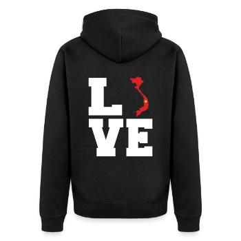Vietnam - Unisex Premium Bio Zip Hoodie - Schwarz - Hinten - Nico (187cm)