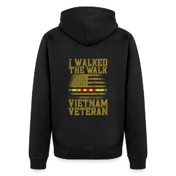 Vietnam Veteran - Unisex Premium Bio Zip Hoodie - Schwarz - Hinten - Nico (187cm)