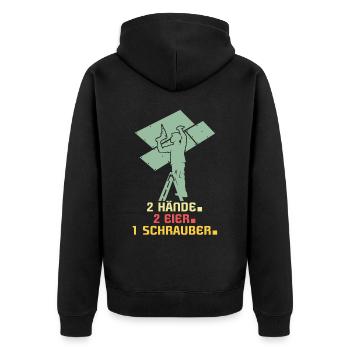 Trockenbauer Trockenbau Trockenbaumonteur - Unisex Premium Bio Zip Hoodie - Schwarz - Hinten - Nico (187cm)