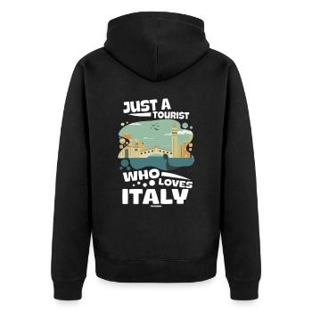 Italy Italian Flag Italia Gift - Unisex Premium Organic Zip Hoodie - black - Back - Nico (187cm)