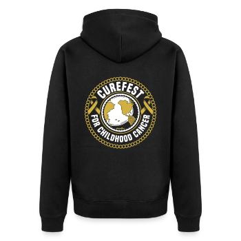 Soutien à la sensibilisation au cancer chez les enfants curefest for Childhood Cancer - Veste à capuche bio Premium Unisexe - noir - Dos - Nico (187cm)