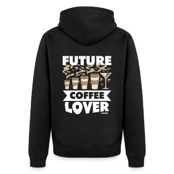 Coffee Espresso Capuccino Office Fun Gift - Unisex Premium Organic Zip Hoodie - black - Back - Nico (187cm)
