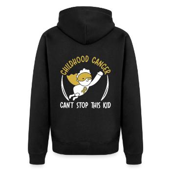 Krebs im Kindesalter kann dieses Kind nicht davon abhalten, Krebs zu bekämpfen - Unisex Premium Bio Zip Hoodie - Schwarz - Hinten - Nico (187cm)