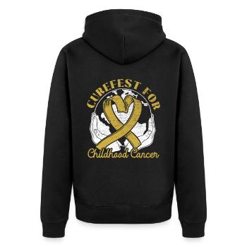 Soutien à la sensibilisation au cancer chez les enfants curefest for Childhood Cancer - Veste à capuche bio Premium Unisexe - noir - Dos - Nico (187cm)