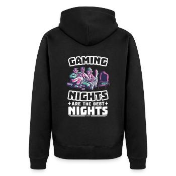 Game Nerd Spielkonsole Gaming zocken Gamepad - Unisex Premium Bio Zip Hoodie - Schwarz - Hinten - Nico (187cm)