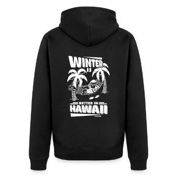 Hawaii Urlaub Aloha Sommer Hawaiian Geschenk - Unisex Premium Bio Zip Hoodie - Schwarz - Hinten - Nico (187cm)