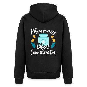 Pharmacy Chaos Coordinator Prescription Pharmacist - Unisex Premium Organic Zip Hoodie - black - Back - Nico (187cm)