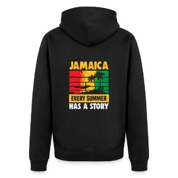 Jamaika Strandurlaub am Meer Design Strandmotiv - Unisex Premium Bio Zip Hoodie - Schwarz - Hinten - Nico (187cm)