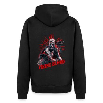 Viking Blood Odin Und Raben Wikinger Kultur - Unisex Premium Bio Zip Hoodie - Schwarz - Hinten - Nico (187cm)