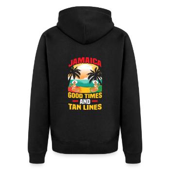 Jamaika Strandurlaub am Meer Design Strandmotiv - Unisex Premium Bio Zip Hoodie - Schwarz - Hinten - Nico (187cm)