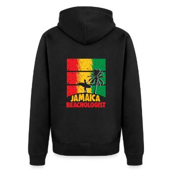Jamaika Strandurlaub am Meer Design Strandmotiv - Unisex Premium Bio Zip Hoodie - Schwarz - Hinten - Nico (187cm)