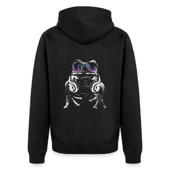 Grenouille avec des écouteurs et des lunettes de soleil cool - Veste à capuche bio Premium Unisexe - noir - Dos - Nico (187cm)