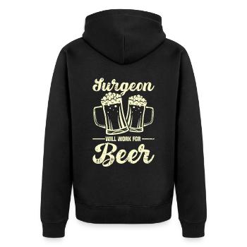 Chirurg - Unisex Premium Bio Zip Hoodie - Schwarz - Hinten - Nico (187cm)