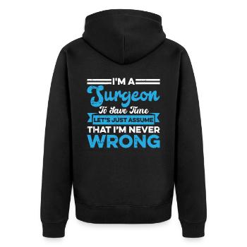 Chirurg - Unisex Premium Bio Zip Hoodie - Schwarz - Hinten - Nico (187cm)