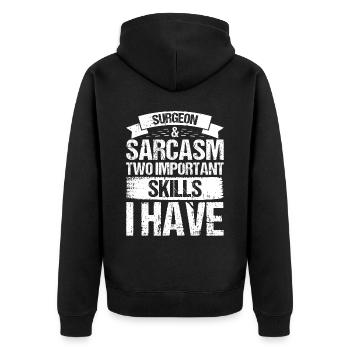 Chirurg - Unisex Premium Bio Zip Hoodie - Schwarz - Hinten - Nico (187cm)