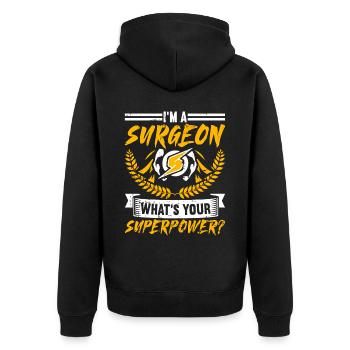 Chirurg - Unisex Premium Bio Zip Hoodie - Schwarz - Hinten - Nico (187cm)