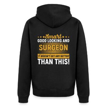 Chirurg - Unisex Premium Bio Zip Hoodie - Schwarz - Hinten - Nico (187cm)