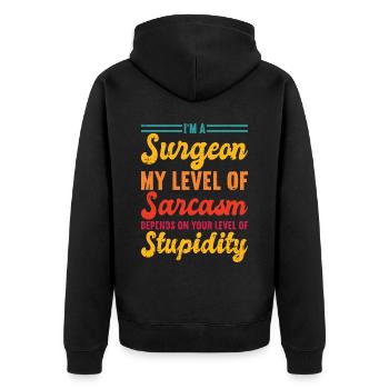 Chirurg - Unisex Premium Bio Zip Hoodie - Schwarz - Hinten - Nico (187cm)