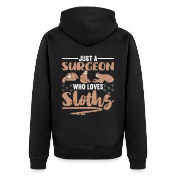 Chirurg - Unisex Premium Bio Zip Hoodie - Schwarz - Hinten - Nico (187cm)