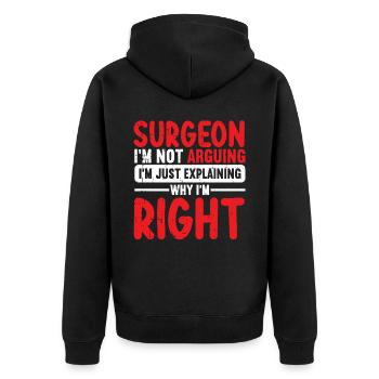 Chirurg - Unisex Premium Bio Zip Hoodie - Schwarz - Hinten - Nico (187cm)