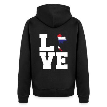 Thailand - Unisex Premium Bio Zip Hoodie - Schwarz - Hinten - Nico (187cm)