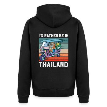 Thailand - Unisex Premium Bio Zip Hoodie - Schwarz - Hinten - Nico (187cm)