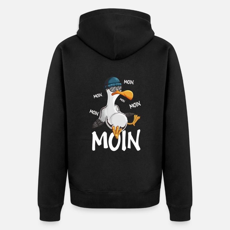 Plattdeutsche Möwe Moin Spruch Nordsee Hipster - Unisex Premium Bio Zip Hoodie - Schwarz
