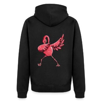 Dabbing rose flamant rose dab drôle motif d’oiseau - Veste à capuche bio Premium Unisexe - noir - Dos - Nico (187cm)