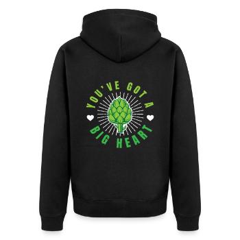 You Have Got A Big Heart Artischocken - Unisex Premium Bio Zip Hoodie - Schwarz - Hinten - Nico (187cm)