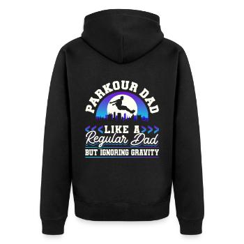 Parkour Freerunning Traceur - Unisex Premium Bio Zip Hoodie - Schwarz - Hinten - Nico (187cm)
