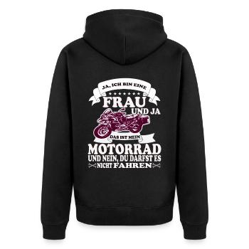 Motorrad Motorradfahrerin Biker Feuerstuhl Bike - Unisex Premium Bio Zip Hoodie - Schwarz - Hinten - Nico (187cm)