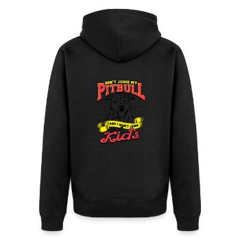 Ne jugez pas mon pitbull et je ne jugerai pas votre - Veste à capuche bio Premium Unisexe - noir - Dos - Nico (187cm)