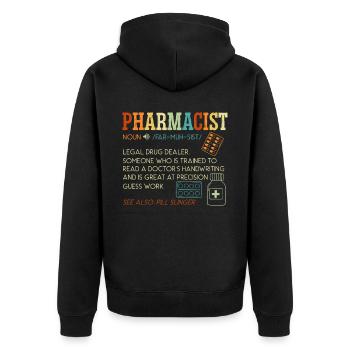 Pharmacist Prescription Pharmacy Medical - Unisex Premium Organic Zip Hoodie - black - Back - Nico (187cm)