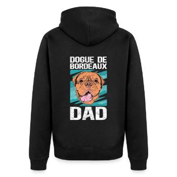 Grand danois Papa | Dogue de Bordeaux Cadeau - Veste à capuche bio Premium Unisexe - noir - Dos - Nico (187cm)