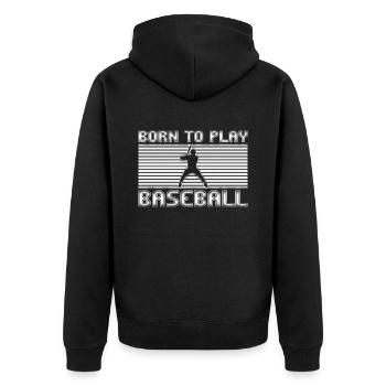 Baseball - Unisex Premium Bio Zip Hoodie - Schwarz - Hinten - Nico (187cm)