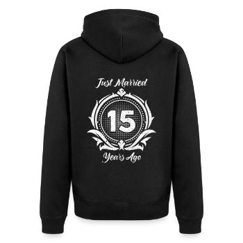 15th Wedding Anniversary Couple Design 15 Years of Marriage - Unisex Premium Organic Zip Hoodie - black - Back - Nico (187cm)