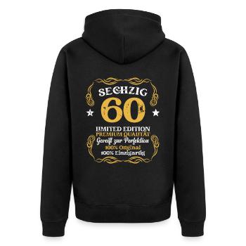Geburtstag Männer 60 Jahre 60er 60 Geburtstag - Unisex Premium Bio Zip Hoodie - Schwarz - Hinten - Nico (187cm)