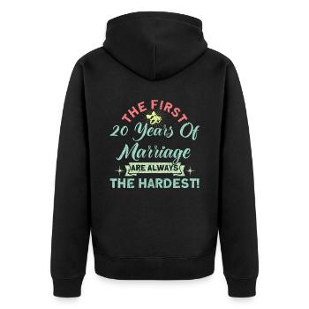 20th Wedding Anniversary Couple Design 20 Years of Marriage - Unisex Premium Organic Zip Hoodie - black - Back - Nico (187cm)
