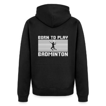 badminton - Unisex Premium Organic Zip Hoodie - black - Back - Nico (187cm)