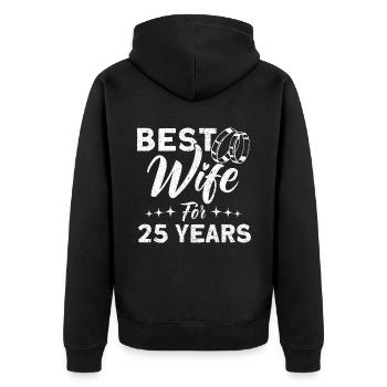25th Wedding Anniversary Couple Design 25 Years of Marriage - Unisex Premium Organic Zip Hoodie - black - Back - Nico (187cm)