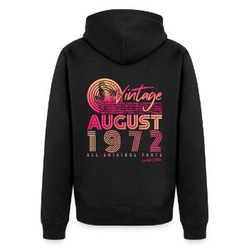 50. Jahrestag August 1972 - Unisex Premium Bio Zip Hoodie - Schwarz - Hinten - Nico (187cm)