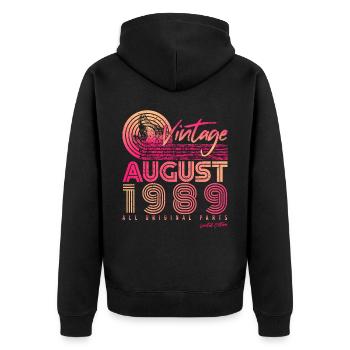 Année de construction en août 1989 - Veste à capuche bio Premium Unisexe - noir - Dos - Nico (187cm)