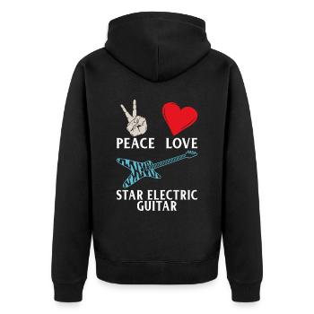 Peace Love Star Musique de guitare électrique - Veste à capuche bio Premium Unisexe - noir - Dos - Nico (187cm)