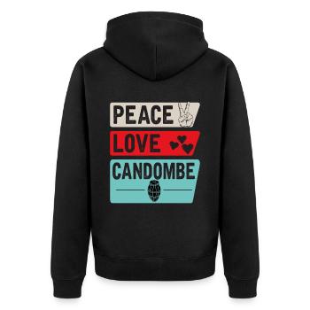Peace Love Candombe Funny Candombe Drums - Unisex Premium Organic Zip Hoodie - black - Back - Nico (187cm)