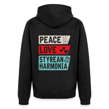 Paix Amour Styrean Harmonia - Veste à capuche bio Premium Unisexe - noir - Dos - Nico (187cm)